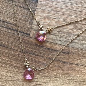 Gorgeous Pink Stone and Gold drop necklace!